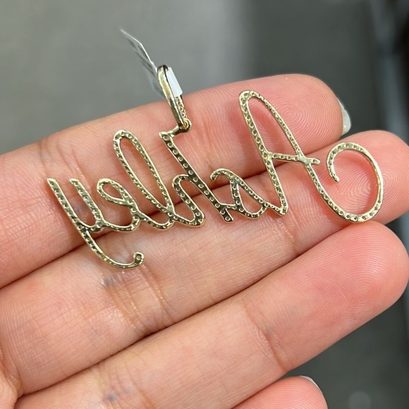 10k solid REAL gold custom pendant ASHLEY name REAL Diamonds, Free appraisal, - Picture 5 of 5
